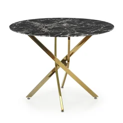 Garnero Arredamenti Tavolo rotondo moderno 100x73cm marmo nero oro Onorato Marmo Nero - Oro Hot