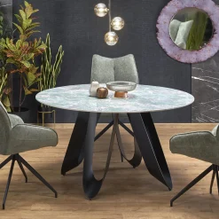 Garnero Arredamenti Tavolo rotondo 135x135cm moderno marmo verde nero Marmolada Hot