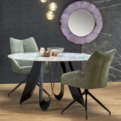 Garnero Arredamenti Tavolo rotondo 135x135cm moderno marmo verde nero Marmolada Hot