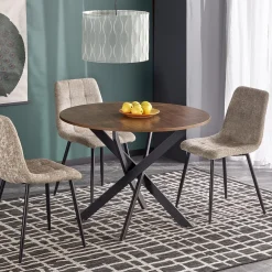 Garnero Arredamenti Tavolo rotondo 100x100cm moderno noce nero Dormelada Noce - Nero Outlet