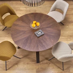 Garnero Arredamenti Tavolo rotondo 120x120cm moderno rovere noce nero Camomilla Hot