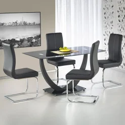 Garnero Arredamenti Tavolo 140x80cm in vetro moderno industrial nero Aidan Gihome® Sale