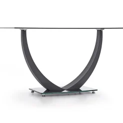 Garnero Arredamenti Tavolo 140x80cm in vetro moderno industrial nero Aidan Gihome® Sale