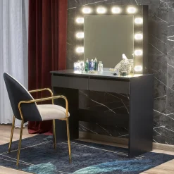 Garnero Arredamenti Toeletta da trucco con specchio 94x140cm con LED nero Bloom Nero Opaco Best