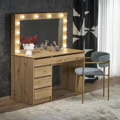 Garnero Arredamenti Toeletta da trucco con specchio 120x140cm con LED Cherie Rovere Discount