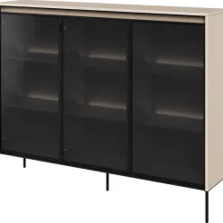 Garnero Arredamenti Vetrina bassa 150x118h cm 3 ante led nero Camelia Beige