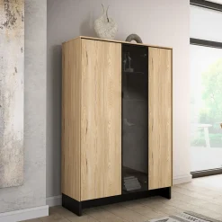 Garnero Arredamenti Vetrina bassa 102x152h cm 2 ante 2 cassetti interni  rovere nero Alabaster