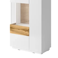 Garnero Arredamenti Vetrina bassa 80x139h cm 2 ante sinistra bianco lucido rovere Bahama Bianco Lucido - Rovere Rustico New