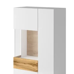 Garnero Arredamenti Vetrina bassa 80x139h cm 2 ante sinistra bianco lucido rovere Bahama Bianco Lucido - Rovere Rustico New