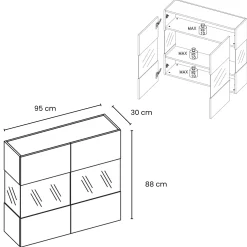 Garnero Arredamenti Vetrina sospesa 95x88h cm 2 ante Sunset Antracite Online