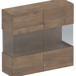 Garnero Arredamenti Vetrina sospesa 95x88h cm 2 ante rovere scuro Sunset Noce Online