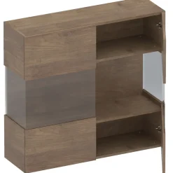 Garnero Arredamenti Vetrina sospesa 95x88h cm 2 ante rovere scuro Sunset Noce Online