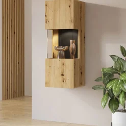 Garnero Arredamenti Vetrina sospesa 36x95h cm da parete nero Fusion Rovere Hot