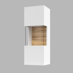 Garnero Arredamenti Vetrina sospesa 36x95h cm da parete bianco rovere Fusion Bianco Opaco Best