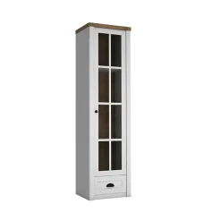 Garnero Arredamenti Vetrina 50x198h cm 1 anta 1 cassetto soggiorno bianco frassinato rovere Provenza Hot