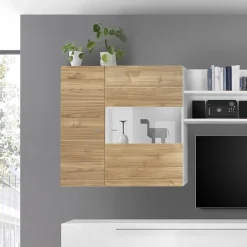 Garnero Arredamenti Vetrina 95x92h cm 2 ante moderna noce stelvio Infinity Best