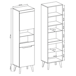 Garnero Arredamenti Vetrinetta alta 2 ante 53x197cm bianco lucido Alia Gihome® Online