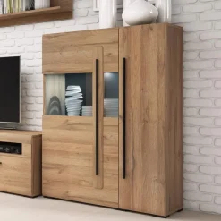 Garnero Arredamenti Vetrinetta bassa 90x136h cm 2 ante soggiorno rovere Maiorca Clearance