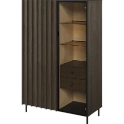 Garnero Arredamenti Vetrinetta bassa 92x144h cm 2 ante led wengè Blackwood Discount