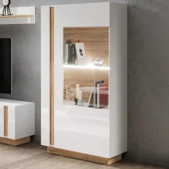 Garnero Arredamenti Vetrinetta 72x154h cm 1 anta bianco rovere Noa Gihome® Discount