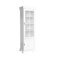 Garnero Arredamenti Vetrinetta 58x193h cm 1 anta con vetro shabby Kelly Bianco Frassinato