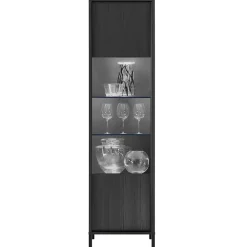 Garnero Arredamenti Vetrinetta 55x203h cm 1 anta moderna nero frassinato Absolut