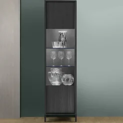 Garnero Arredamenti Vetrinetta 55x203h cm 1 anta moderna nero frassinato Absolut