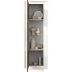 Garnero Arredamenti Vetrinetta 67x197h cm 1 anta moderna bianco opaco rovere scuro Deluxe Bianco Opaco - Rovere Rustico New