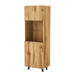 Garnero Arredamenti Vetrinetta 60x183h cm 1 anta moderna cannettato Essence Quercia Hot