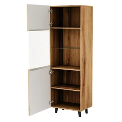 Garnero Arredamenti Vetrinetta 60x183h cm 1 anta moderna cannettato Essence Quercia Hot