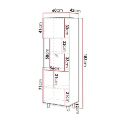 Garnero Arredamenti Vetrinetta 60x183h cm 1 anta moderna cannettato Essence Quercia Hot