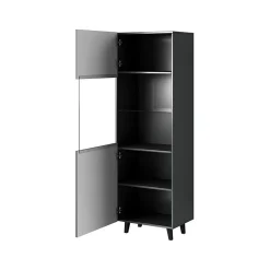 Garnero Arredamenti Vetrinetta 60x183h cm 1 anta moderna cannettato Essence Antracite Online