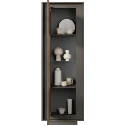 Garnero Arredamenti Vetrinetta 67x197h cm 1 anta moderna antracite rovere scuro Deluxe Antracite - Rovere Rustico Hot