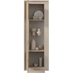 Garnero Arredamenti Vetrinetta 67x197h cm 1 anta moderna beige rovere chiaro Deluxe Rovere - Beige Hot