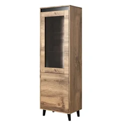 Garnero Arredamenti Vetrinetta 60x183h cm 1 anta rovere antracite Salisburgo Outlet