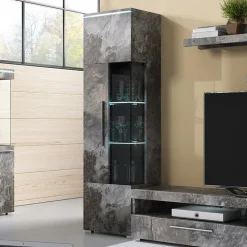 Garnero Arredamenti Vetrinetta 45x160h cm 1 anta sinistra moderna Frisk Ossido Best