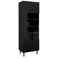 Garnero Arredamenti Vetrinetta 60x180h cm 1 anta soggiorno moderna nero Flippo Nero Opaco Clearance