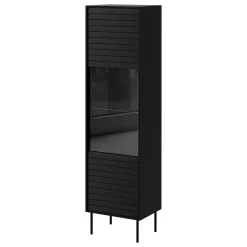 Garnero Arredamenti Vetrinetta 53x182h cm 1 anta soggiorno nero Wild Nero Opaco