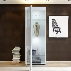 Garnero Arredamenti Vetrinetta 61x167h cm 1 anta soggiorno bianco laccato lucido Easy Bianco Lucido Clearance