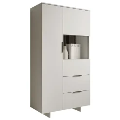 Garnero Arredamenti Vetrinetta 90x170h cm 2 ante 2 cassetti soggiorno grigio Stone Clearance