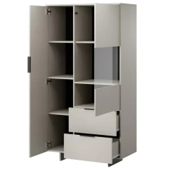 Garnero Arredamenti Vetrinetta 90x170h cm 2 ante 2 cassetti soggiorno grigio Stone Clearance