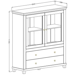 Garnero Arredamenti Vetrinetta 126x138h cm 2 ante 2 cassetti rovere Texel Bianco Frassinato Discount