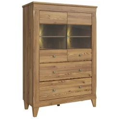 Garnero Arredamenti Vetrinetta 102x151h cm 2 ante 4 cassetti rovere scuro Lucca Hot