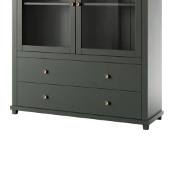 Garnero Arredamenti Vetrinetta 126x138h cm 2 ante 2 cassetti quercia Texel Verde Clearance