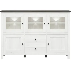 Garnero Arredamenti Vetrinetta 186x126h cm 5 ante 2 cassetti arte povera bianco frassinato frassinato grafite Holga Bianco Frassinato - Grafite New