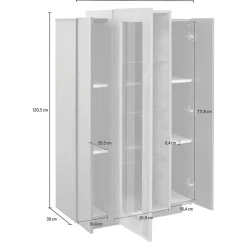Garnero Arredamenti Vetrinetta 80x121h cm 2 ante antracite rovere Milos Gihome® Antracite - Rovere Rustico Clearance