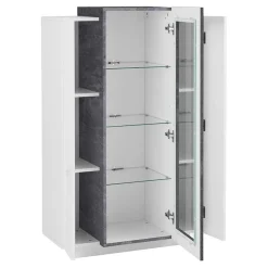 Garnero Arredamenti Vetrinetta 80x121h cm 2 ante bianco lucido nero opaco Milos Gihome® Bianco Lucido - Ossido Online