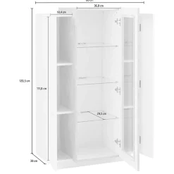 Garnero Arredamenti Vetrinetta 80x121h cm 2 ante bianco lucido cemento Milos Gihome® Cemento - Bianco Lucido Clearance