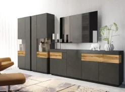 Garnero Arredamenti Vetrinetta 80x207h cm 2 ante destra antracite rovere Bahama Antracite - Rovere Rustico Online