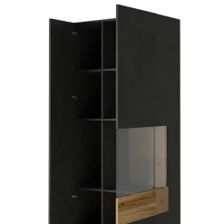 Garnero Arredamenti Vetrinetta 80x207h cm 2 ante destra antracite rovere Bahama Antracite - Rovere Rustico Online